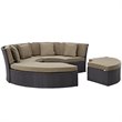 Convene Circular Outdoor Patio Daybed Set in Espresso Mocha