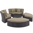 Convene Circular Outdoor Patio Daybed Set in Espresso Mocha
