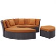 Convene Circular Outdoor Patio Daybed Set in Espresso Orange