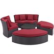 Convene Circular Outdoor Patio Daybed Set in Espresso Red