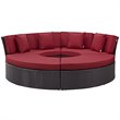Convene Circular Outdoor Patio Daybed Set in Espresso Red