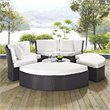 Convene Circular Outdoor Patio Daybed Set in Espresso White