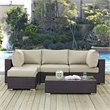 Modway Convene 5-Piece Aluminum and Rattan Patio Sectional Set in Beige/Espresso