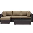 Modway Convene 5-Piece Aluminum and Rattan Patio Sectional Set in Mocha/Espresso