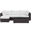 Modway Convene 5-Piece Aluminum and Rattan Patio Sectional Set in White/Espresso