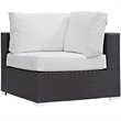 Modway Convene 5-Piece Aluminum and Rattan Patio Sectional Set in White/Espresso