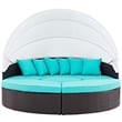Modway Convene Canopy Aluminum and Rattan Patio Daybed in Turquoise/Espresso