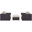 Modway Convene 3-Piece Aluminum and Rattan Patio Sofa Set in Beige/Espresso
