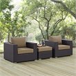Modway Convene 3-Piece Aluminum and Rattan Patio Sofa Set in Mocha/Espresso