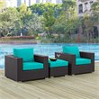 Modway Convene 3-Piece Aluminum and Rattan Patio Sofa Set in Turquoise/Espresso