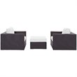 Modway Convene 3-Piece Aluminum and Rattan Patio Sofa Set in White/Espresso