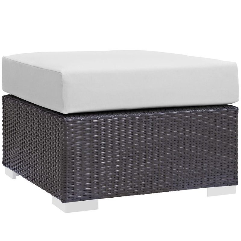 Modway Convene 3-Piece Aluminum and Rattan Patio Sofa Set in White/Espresso