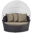 Modway Convene Canopy Aluminum and Rattan Patio Daybed in Espresso/Mocha