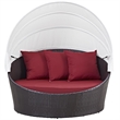Modway Convene Canopy Aluminum and Rattan Patio Daybed in Espresso/Red