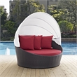 Modway Convene Canopy Aluminum and Rattan Patio Daybed in Espresso/Red