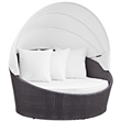 Modway Convene Canopy Aluminum and Rattan Patio Daybed in Espresso/White