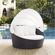 Modway Convene Canopy Aluminum and Rattan Patio Daybed in Espresso/White