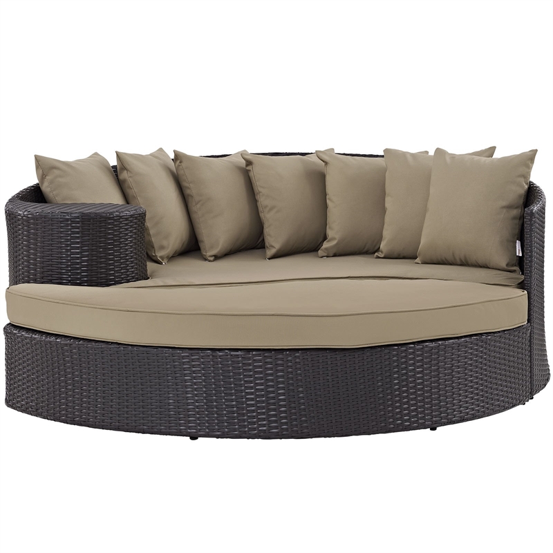 Modway Convene Aluminum and Rattan Patio Daybed in Espresso/Mocha