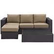 Modway Convene 3-Piece Aluminum and Rattan Patio Sofa Set in Espresso/Mocha
