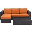 Modway Convene 3-Piece Aluminum and Rattan Patio Sofa Set in Espresso/Orange