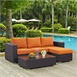 Modway Convene 3-Piece Aluminum and Rattan Patio Sofa Set in Espresso/Orange