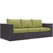 Modway Convene 3-Piece Aluminum and Rattan Patio Sofa Set in Espresso/Peridot