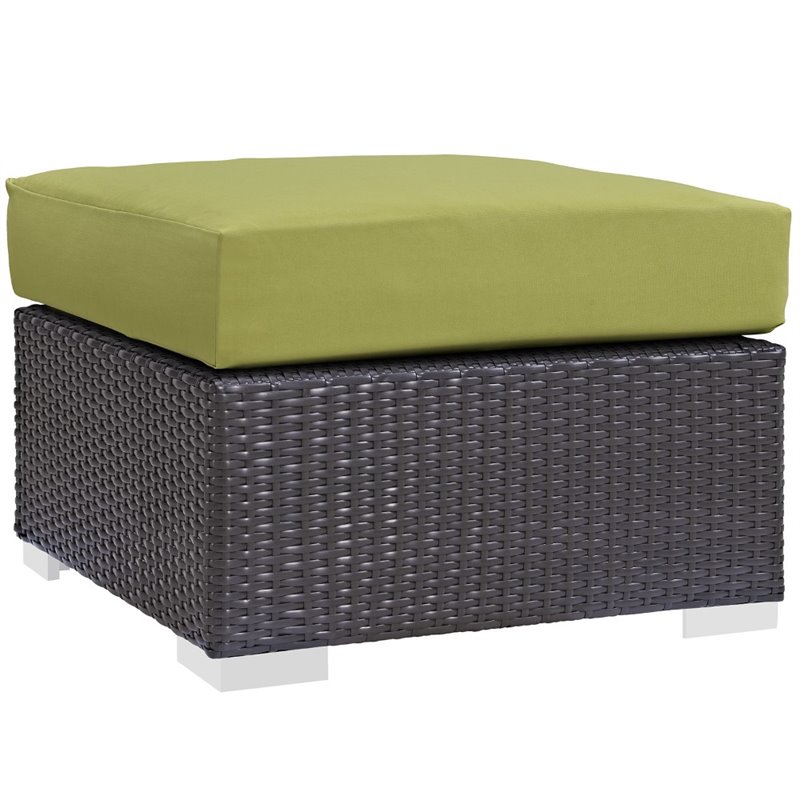 Modway Convene 3-Piece Aluminum and Rattan Patio Sofa Set in Espresso/Peridot