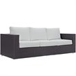 Modway Convene 3-Piece Aluminum and Rattan Patio Sofa Set in Espresso/White