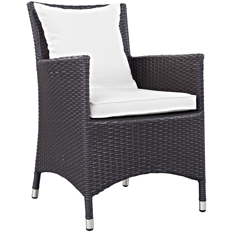 Modway Convene 2-Piece Aluminum and Rattan Patio Dining Chairs - Espresso/White