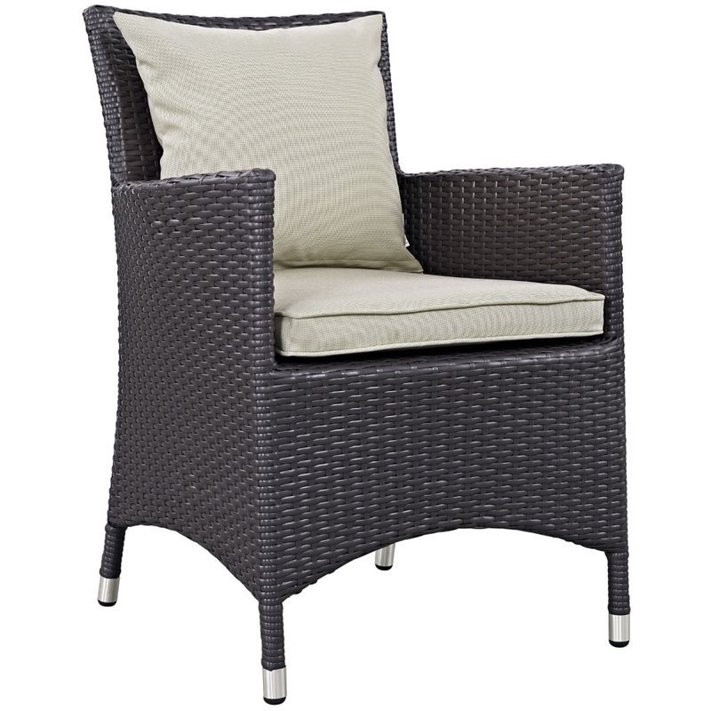 Modway Convene 4-Piece Aluminum and Rattan Patio Dining Chairs in Espresso/Beige