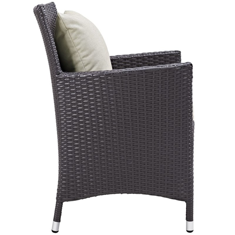 Modway Convene 4-Piece Aluminum and Rattan Patio Dining Chairs in Espresso/Beige