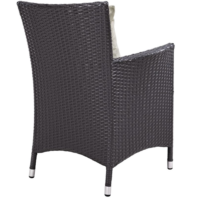 Modway Convene 4-Piece Aluminum and Rattan Patio Dining Chairs in Espresso/Beige