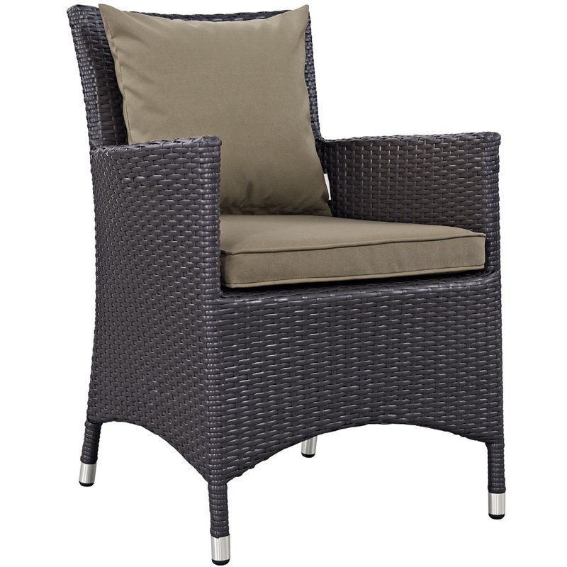 Modway Convene 4-Piece Aluminum and Rattan Patio Dining Chairs in Espresso/Mocha