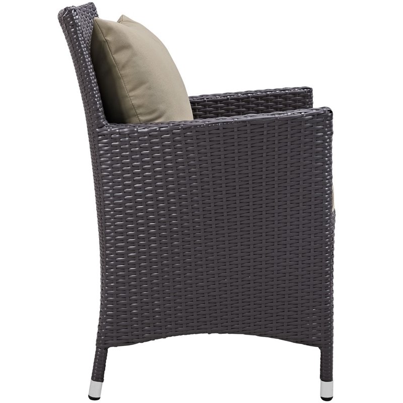 Modway Convene 4-Piece Aluminum and Rattan Patio Dining Chairs in Espresso/Mocha