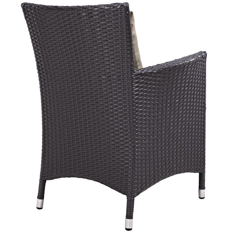 Modway Convene 4-Piece Aluminum and Rattan Patio Dining Chairs in Espresso/Mocha