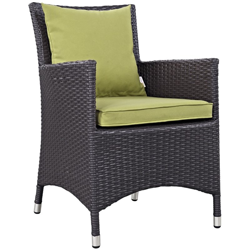 Modway Convene 4-Piece Aluminum Rattan Patio Dining Chairs in Espresso/Peridot