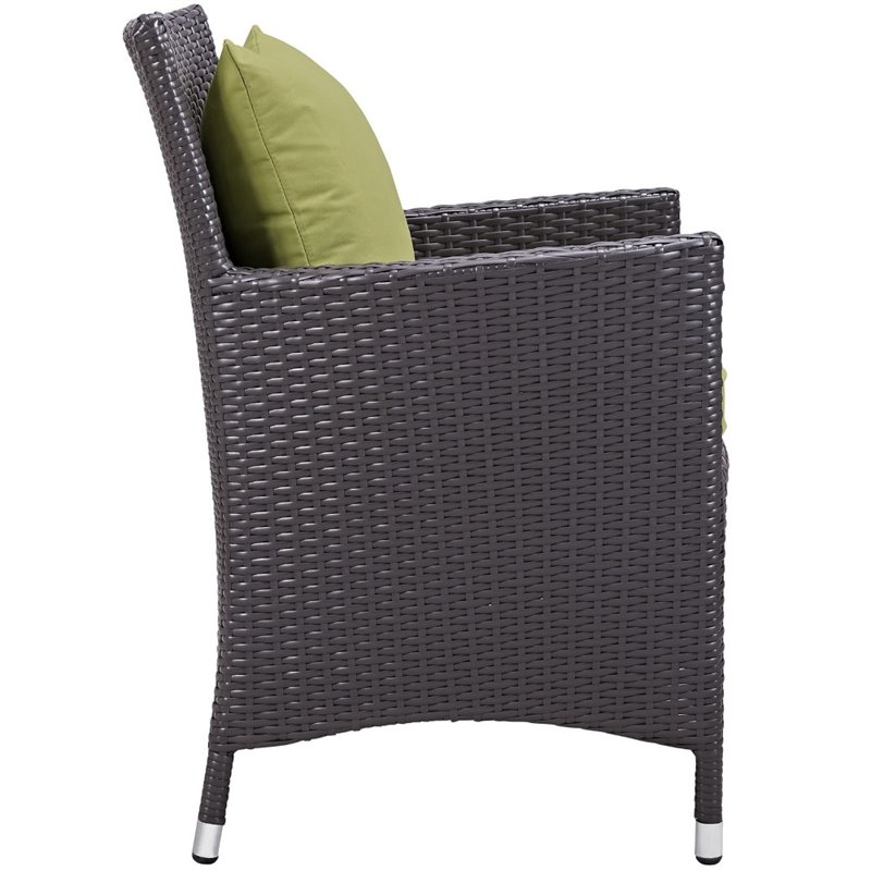 Modway Convene 4-Piece Aluminum Rattan Patio Dining Chairs in Espresso/Peridot