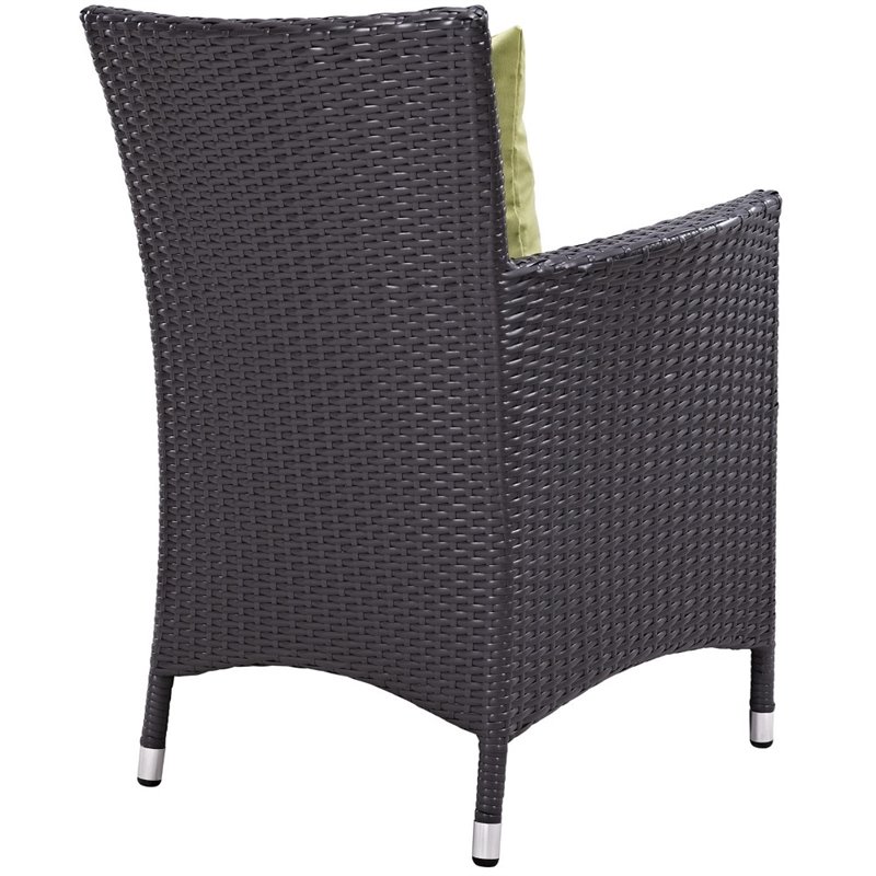 Modway Convene 4-Piece Aluminum Rattan Patio Dining Chairs in Espresso/Peridot