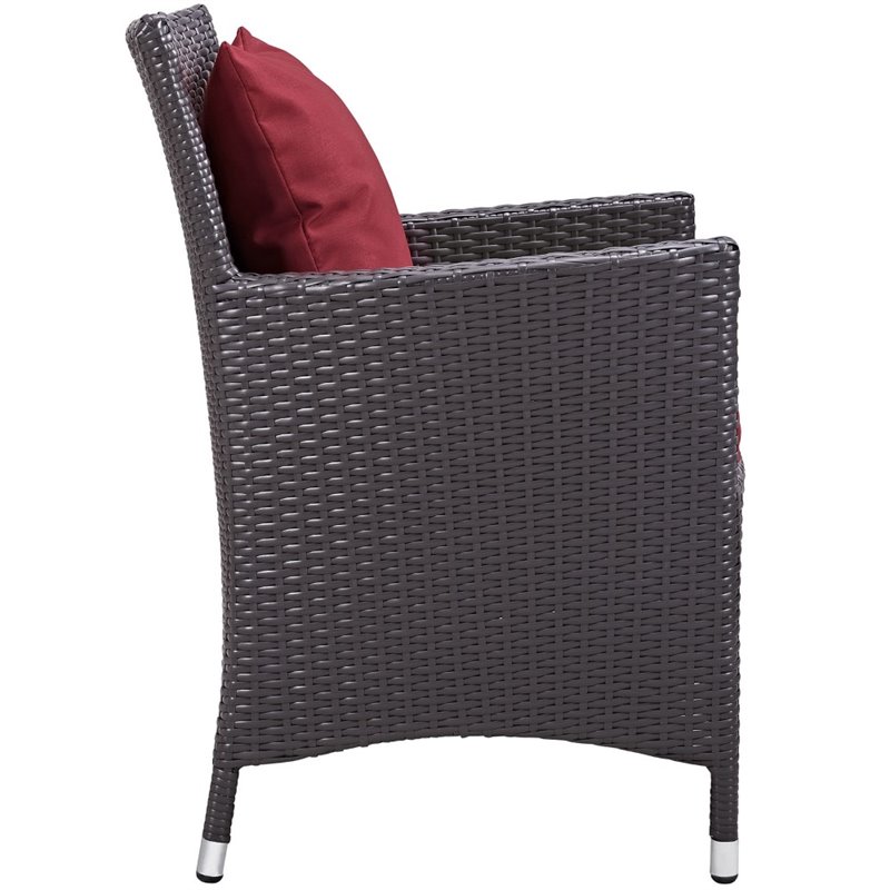 Modway Convene 4-Piece Aluminum and Rattan Patio Dining Chairs in Espresso/Red
