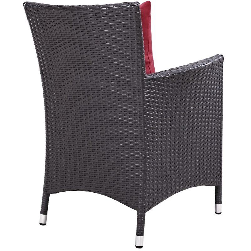 Modway Convene 4-Piece Aluminum and Rattan Patio Dining Chairs in Espresso/Red