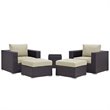 Modway Convene 5-Piece Aluminum and Rattan Patio Sectional Set in Espresso/Beige
