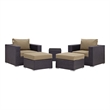 Modway Convene 5-Piece Aluminum and Rattan Patio Sectional Set in Espresso/Mocha