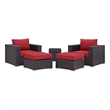 Modway Convene 5-Piece Aluminum and Rattan Patio Sectional Set in Espresso/Red