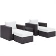 Modway Convene 5-Piece Aluminum and Rattan Patio Sectional Set in Espresso/White
