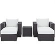 Modway Convene 5-Piece Aluminum and Rattan Patio Sectional Set in Espresso/White