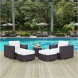 Modway Convene 5-Piece Aluminum and Rattan Patio Sectional Set in Espresso/White