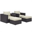 Modway Convene 4-Piece Aluminum and Rattan Patio Sectional Set in Espresso/Beige