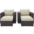 Modway Convene 4-Piece Aluminum and Rattan Patio Sectional Set in Espresso/Beige