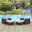 Modway Convene 4-Piece Aluminum and Rattan Patio Sectional Set in Espresso/Beige