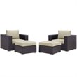 Modway Convene 4-Piece Aluminum and Rattan Patio Sectional Set in Espresso/Beige